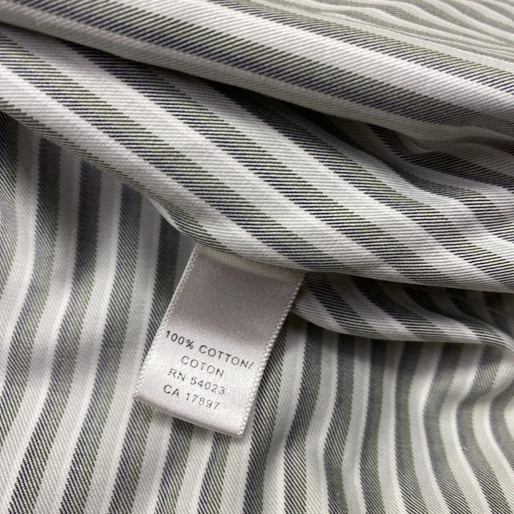 Banana Republic Mens‎ XL Long Sleeve Button Down Shirt Olive Green White Striped